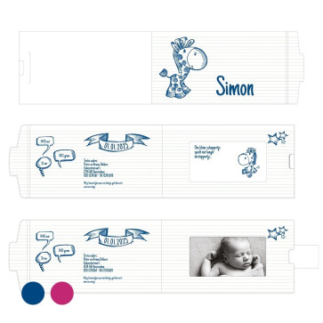 Blauw Doodle ChangeCard geboortekaart