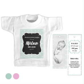 Baby Square Mint Mini T-Shirt Geboortekaartje