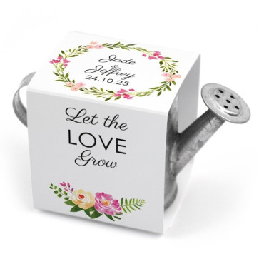 Wedding favour Green Watering Can Bohemian Flowers