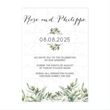 Olive Puzzle Invitation Wedding