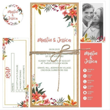 Tropical Flower Bundle Wedding Invitation