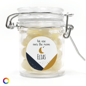 weck jar baby shower favour Over the Moon