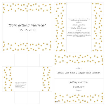 Golden Star Turning Card Wedding Invitation