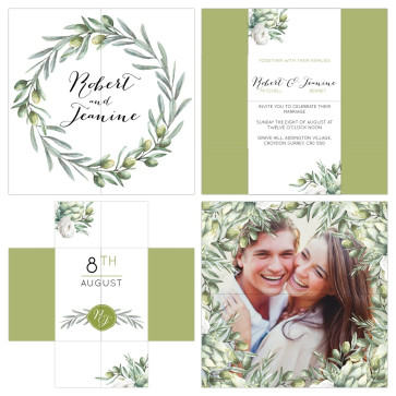 Olive Wedding Invitation Turning Card