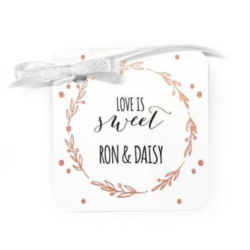 wedding tag with flower crown design