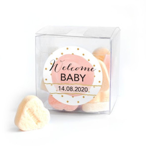 Gold & Pink baby shower favour Candy Cube