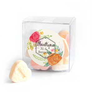 Peonies Fanfare Candy Cube wedding favour