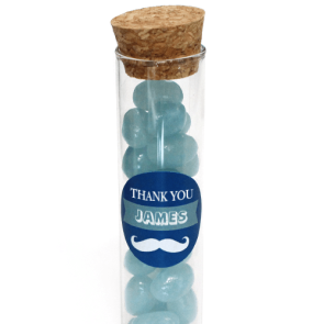 Moustache Candy Tubes baby shower favour