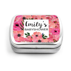 Flowerbomb baby shower Mint Tins