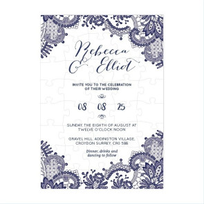 Blue Lace Puzzle Invitation Wedding