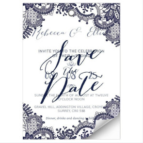 Blue lace design vellum invitation